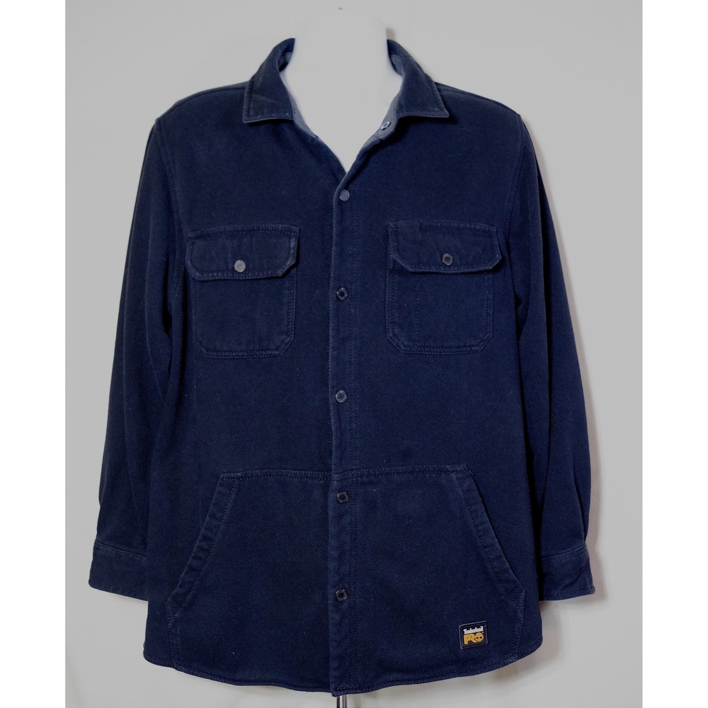 Timberland PRO Men's Large Black Blue Snap Front Work Shirt Jacket TB0A1VCQ